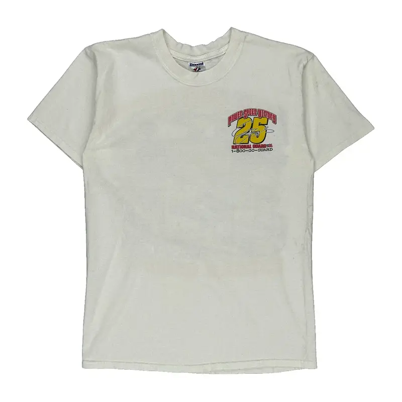National Guard Jerzees Graphic T-Shirt - Medium White Cotton