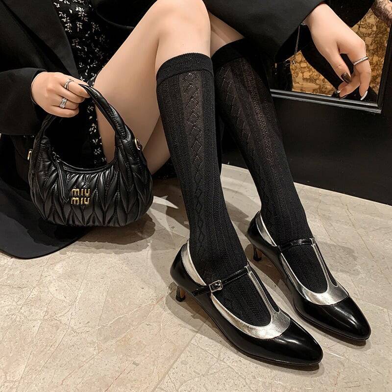 CHIKO Wadd Round Toe Kitten Heels T-Strap Shoes