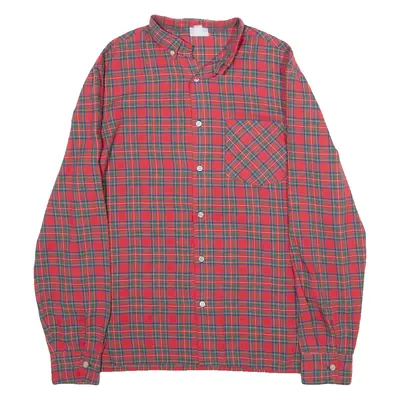 Mens Shirt Red Plaid Long Sleeve M