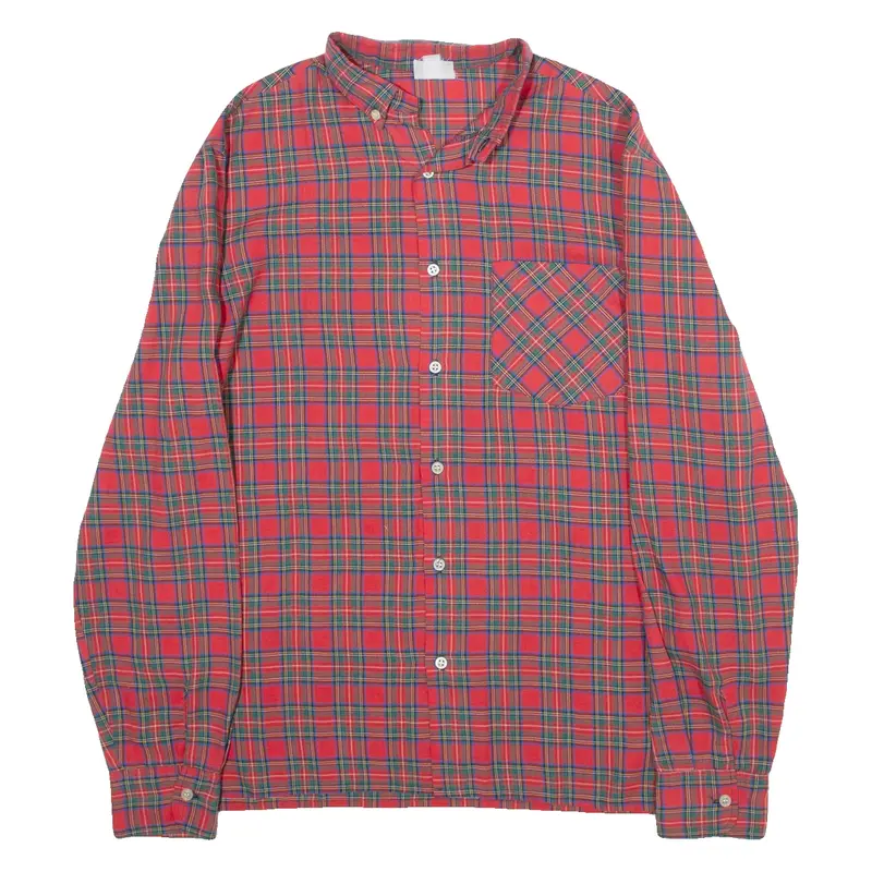 Mens Shirt Red Plaid Long Sleeve M
