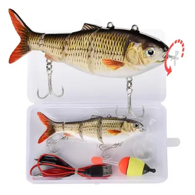 Robotic Swimming Fishing Lure (1 Set), USB Rechargeable LED Light Swimbait, Electric Bait, Fishing Tackle for Bass Trout Pike...