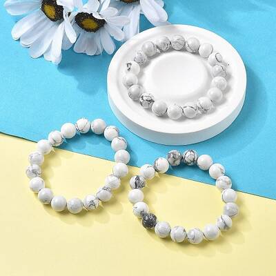 Natural Howlite Beaded Stretch Bracelets