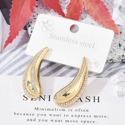 304 Stainless Steel Rhinestone Stud Earrings