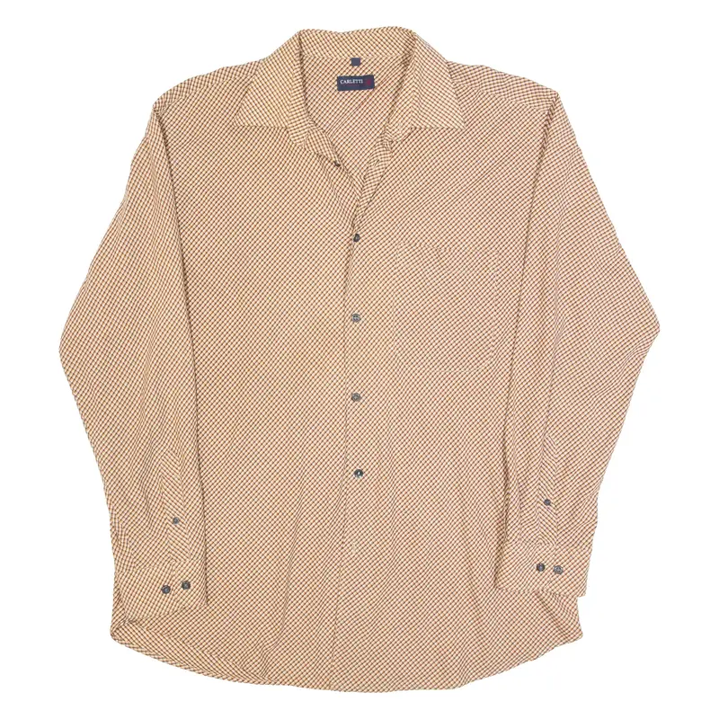 CARLETTI Mens Shirt Orange Check Long Sleeve XL