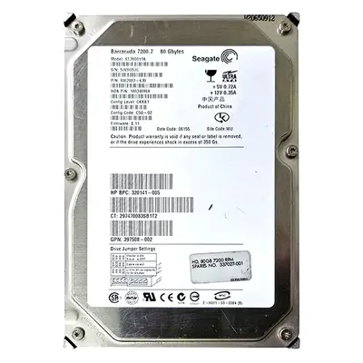 397508-002 HP 80GB 7200RPM IDE Ultra ATA/100 (ATA-6) 8MB Cache 3.5-inch Hard Drive