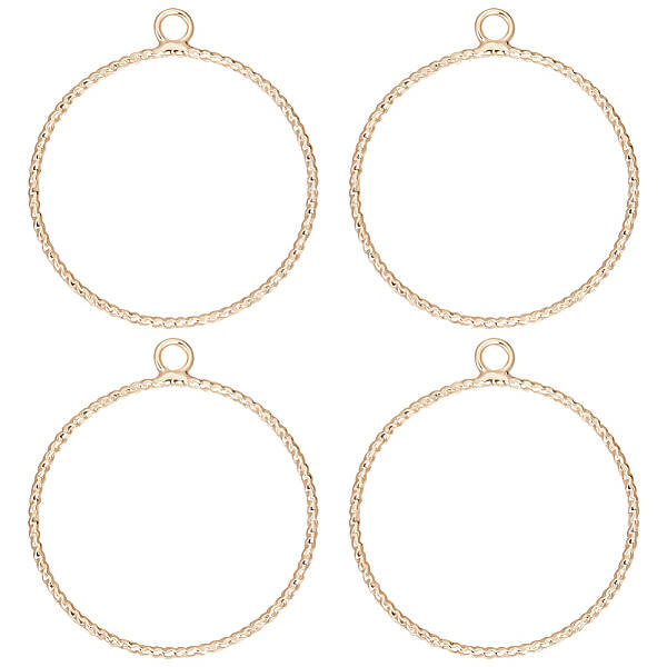 Beebeecraft 1 Box 20Pcs Ring Charms 18K Gold Plated Round Circle Pendant Charm with Hole for Jewelry Making