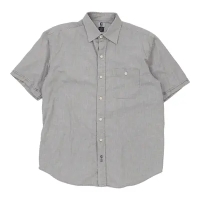 Guess Checked Short Sleeve Shirt - Medium Grey Cotton