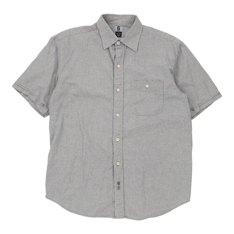 Guess Checked Short Sleeve Shirt - Medium Grey Cotton