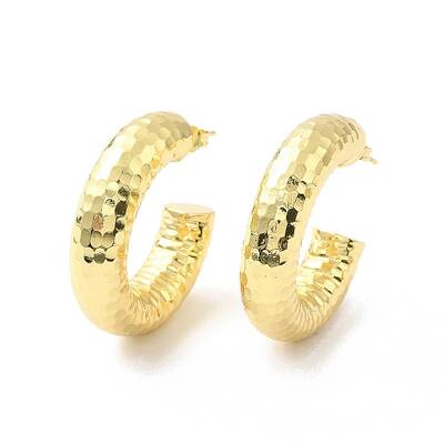 Brass C-shape Stud Earrings