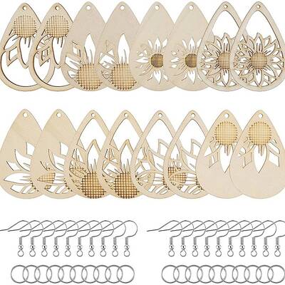 DIY Teardrop with Sunflower Wood Dangle Earring Making Kit