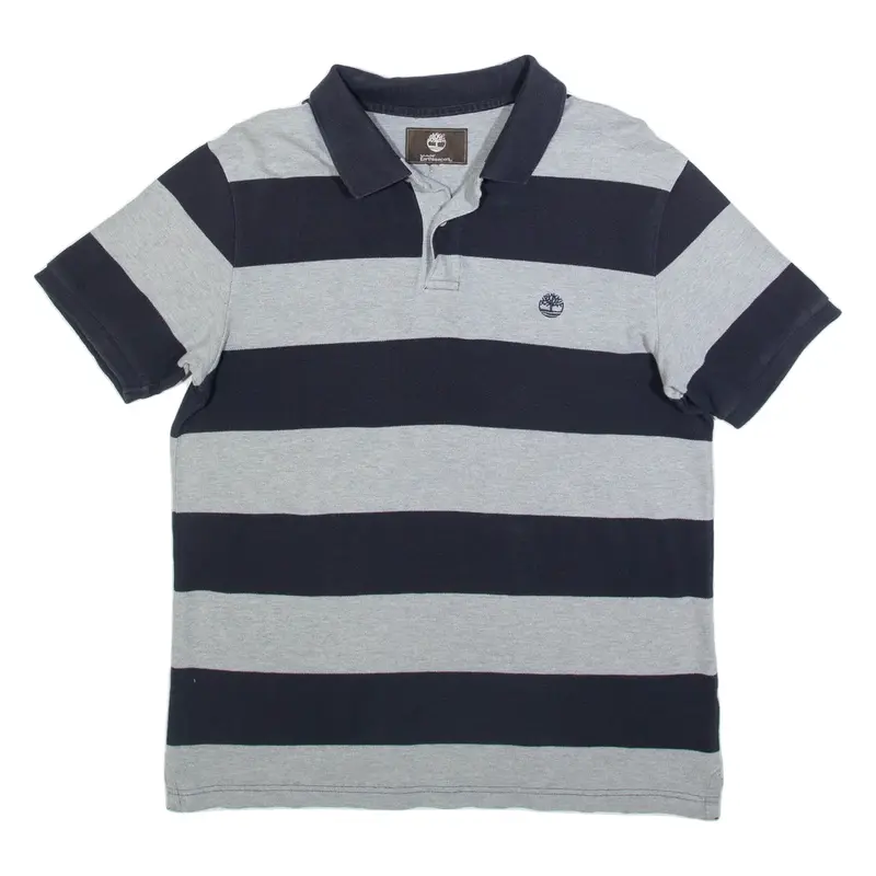 TIMBERLAND Mens Polo Shirt Grey Striped L