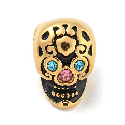 304 Stainless Steel Rhinestone European Beads