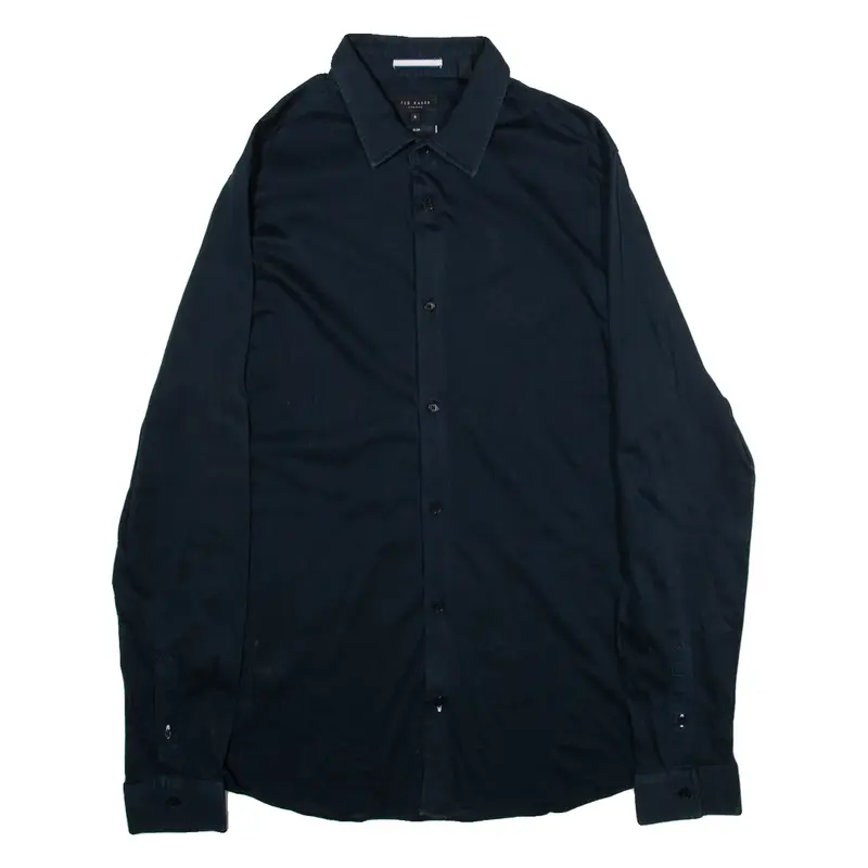 TED BAKER Slim Fit Mens Plain Shirt Blue Long Sleeve L