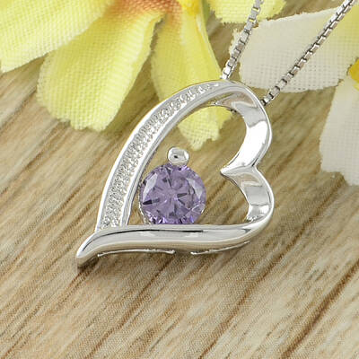 Heart Real Platinum Plated Brass Cubic Zirconia Pendants