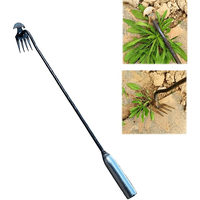 1pc, Premium Long-Handled Dual Purpose Weeder - 30/50cm Manganese Steel Forged Weed Puller with 4 Teeth, Ergonomic Hand Tool ...
