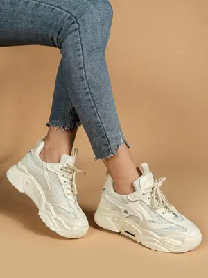 Women's Fashion Casual Colorblock Letter Label Decor Chunky Sneakers, Designer Shoes, Simple Design Lace up Round Toe Chunky ...