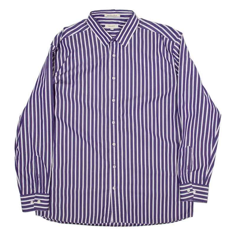 GANT Mens Shirt Purple Striped Long Sleeve 2XL