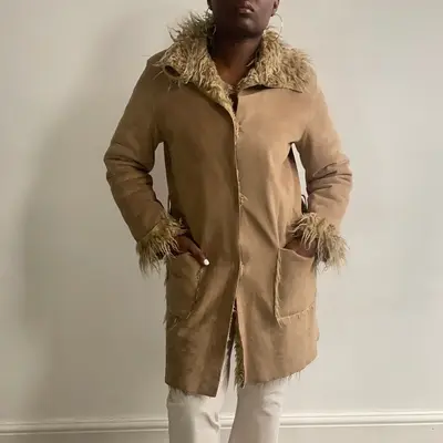 Gianfranco Ferre Afghan Coat - Medium Brown Suede