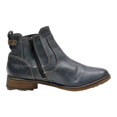 MUSTANG Ankle Boots Blue Leather Womens UK 4