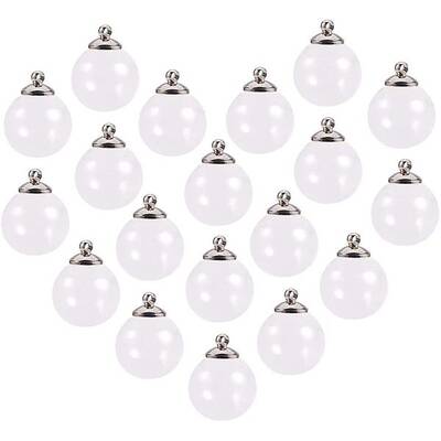 30Sets MIni Glass Globe Bottle Charms Pendants with Platinum Rack Plating Brass Bails for Stud Earring Making or Crafts DIY P...