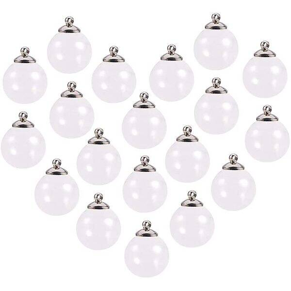 30Sets MIni Glass Globe Bottle Charms Pendants with Platinum Rack Plating Brass Bails for Stud Earring Making or Crafts DIY P...