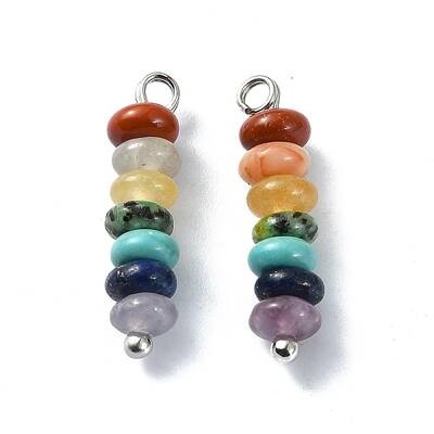 2Pcs 7 Chakra Gemstone Beaded Pendants