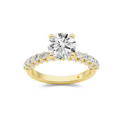 Verda Art Deco Inspired V-Prong Round Lab Grown Diamond Engagement Ring | 18K Yellow Gold 4 1/4 CT. TW.