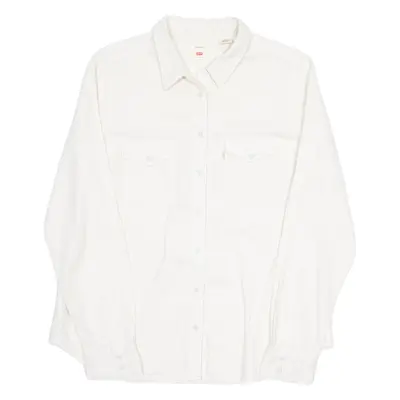 LEVI'S Womens Plain Shirt Cream Long Sleeve L
