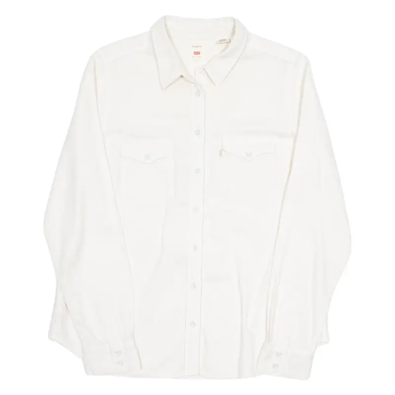 LEVI'S Womens Plain Shirt Cream Long Sleeve L