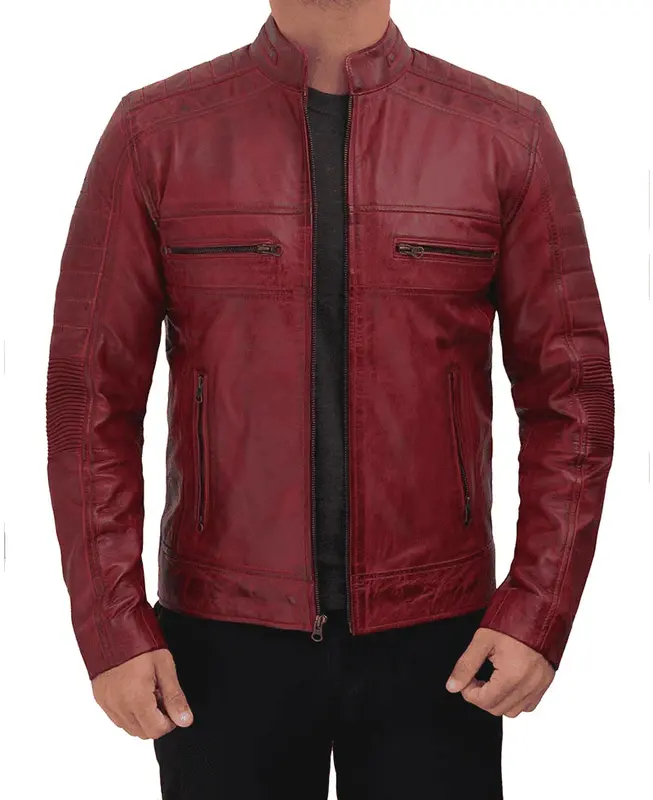 Maroon leather jacket