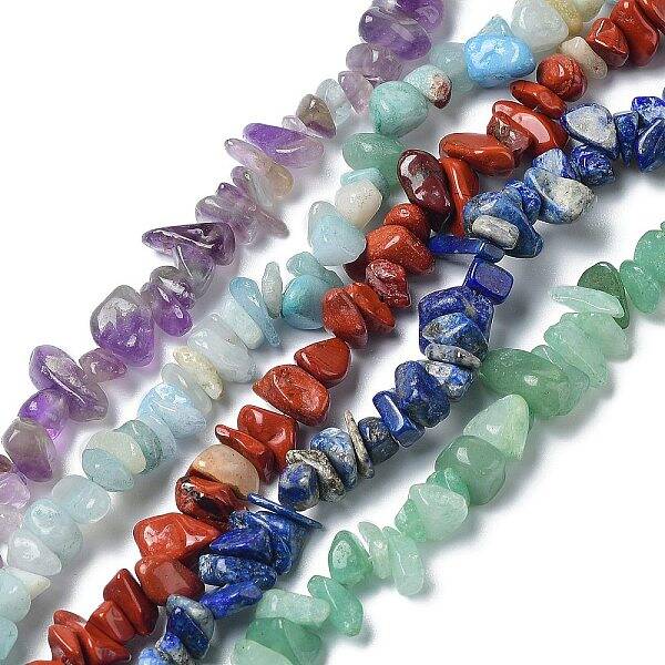 5 Strands 5 Style Natural Gemstone Chip Beads Strands