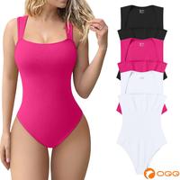 OQQ Women's 3 Piece Ribbed Bodysuits - Sexy Square Neck Sleeveless Tank Top Design - Stretchy  Soft Womenswear Underwear Lady...