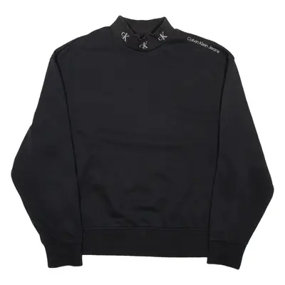 CALVIN KLEIN JEANS Mens Sweatshirt Black High Neck L