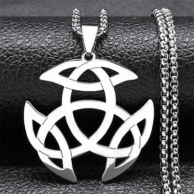 304 Stainless Steel Viking Triquetra Knot Pendant Necklaces