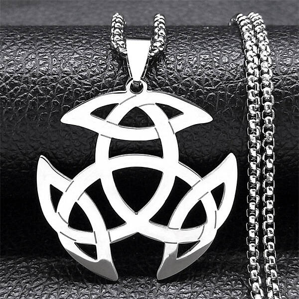 304 Stainless Steel Viking Triquetra Knot Pendant Necklaces