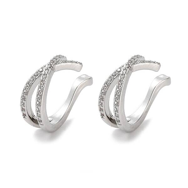 Brass Micro Pave Cubic Zirconia Cuff Earrings