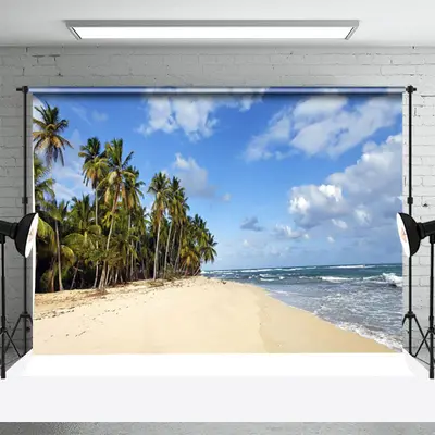 Seaside Palm Trees Summer Beach Photography Backdrop - Aperturee