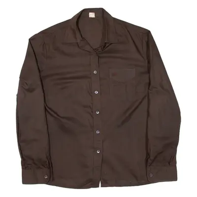 Womens Plain Shirt Brown Long Sleeve M