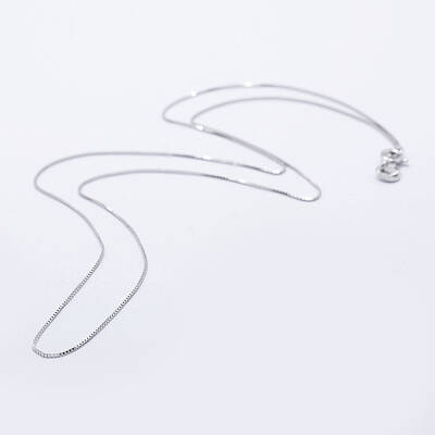Anti-Tarnish Rhodium Plated 925 Sterling Silver Box Chain Necklaces
