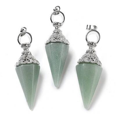 Natural Green Aventurine Faceted Cone Big Pendants