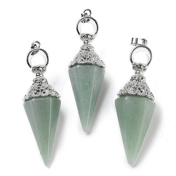 Natural Green Aventurine Faceted Cone Big Pendants