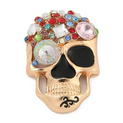Alloy with Enamel and Rhinestone Cabochons