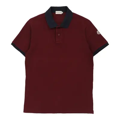 Moncler Polo Shirt - Medium Burgundy Cotton