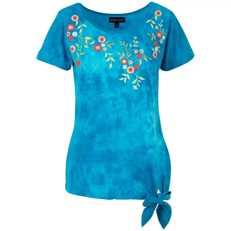 Blue Sky Garden Scoop Neck Tee - 1X