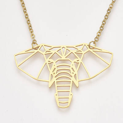 201 Stainless Steel Origami Pendant Necklaces