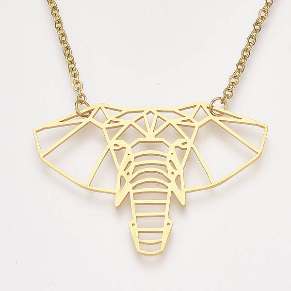 201 Stainless Steel Origami Pendant Necklaces
