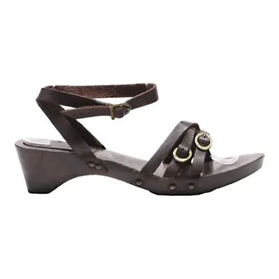 Strappy Sandals Brown Leather Womens UK 7