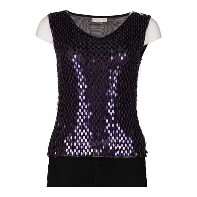 Parocas Sequin Top - Large Purple Viscose Blend