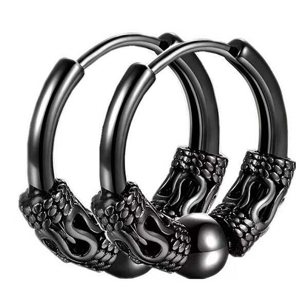 304 Stainless Steel Beaded Hoop Earrings