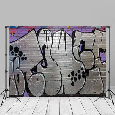 Modern Silver Graffiti Photography Studio Backdrop - Aperturee